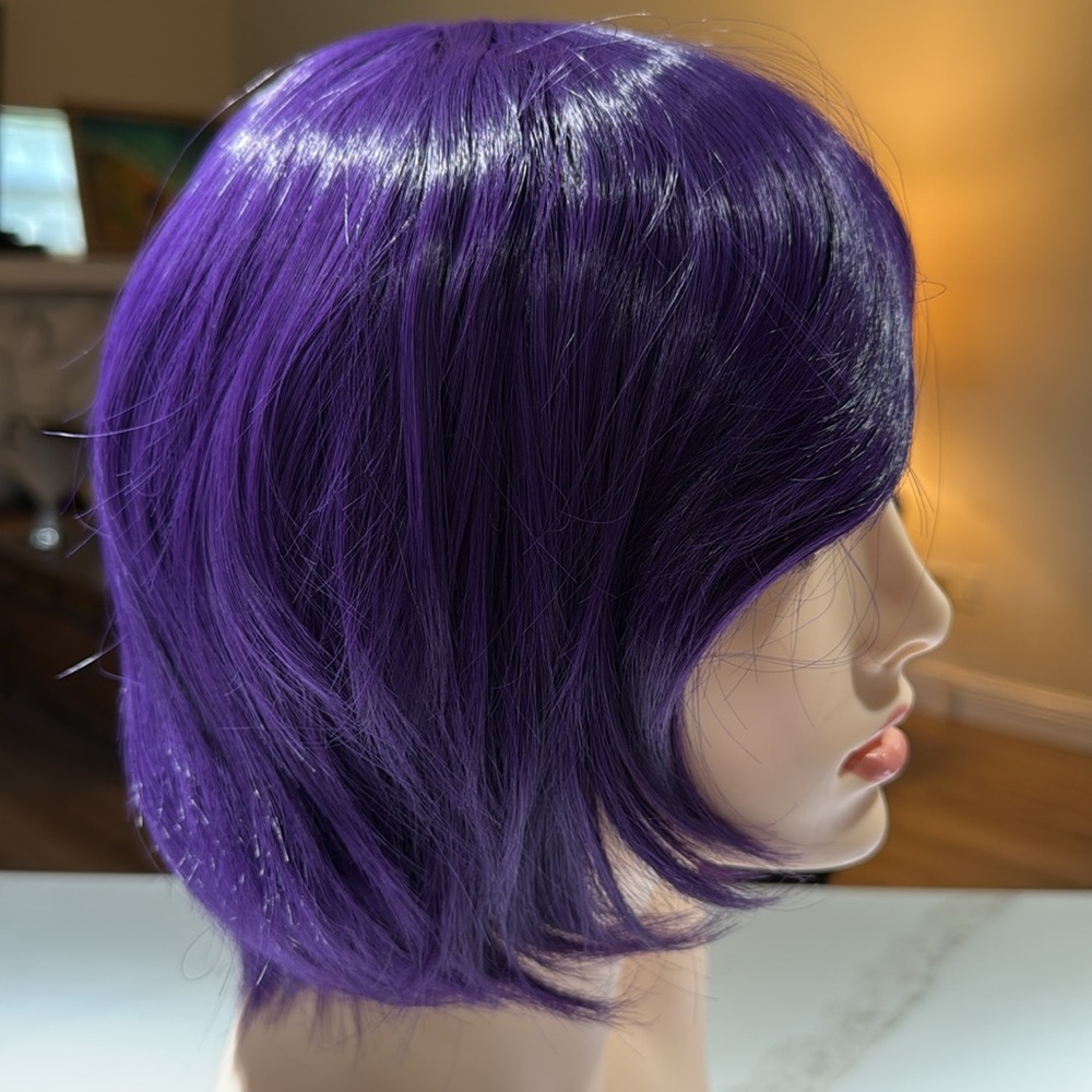 HAIR, Bob short cut, Swoop Bangs, With Bun Accessory, Purple - Picture 5 of 10
